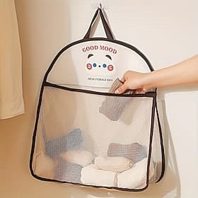 Sac de rangement pliable suspendu en filet, pochette de rangement en tissu respirant avec de jolis motifs d'animaux, sac de rangement mural de couleur aléatoir