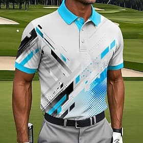 Hombre Geométrico Golf Camisetas polo deportivas Manga Corta Camisas de polo Camisas con cuello Casual Ropa Deportiva Ropa Cotidiana Impresión 3D Botones Prima