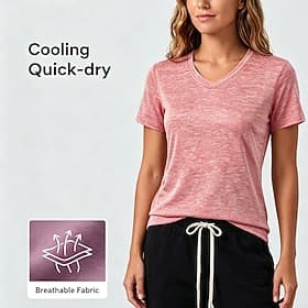 Women's Moisture Wicking Quick Drying Lightweight T Shirt Basic Breathable Short Sleeve V Neck Regular Tops Casual Black Pink Purple Green Gray Summer Spring