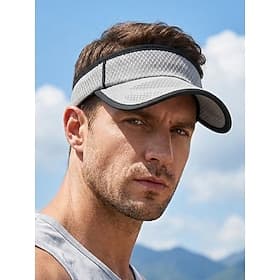 Men's Breathable Mesh Visor Cap Adjustable Sun Hat Lightweight Polyester Sports Golf Visor for Outdoor Fishing Running Tennis Beach Travel Summer UV Protection