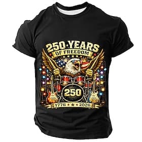 4 juli 2026 250e Voor heren Adelaar Amerikaanse vlag 1776 T-shirt Korte mouw T-shirt 3D-afdrukken Strakke ronde hals Overhemd Vaderlandslievend Dagelijks Festi