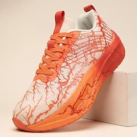 Men's Orange Running Sneakers, Lace-Up Athletic Walking Shoes, Lightweight Cushion Sport Shoes for Gym, Streetwear, Outdoor