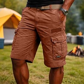 Voor heren Ladingbroek Cargoshorts Korte broek Casual korte broek Zak Elastische taille Effen Effen kleur Knielengte Casual Buiten Streetwear Modieus Streetwea