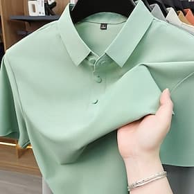 Men's Polo Shirts Casual Street Lapel Short Sleeve Basic Modern Plain Cooling Breathable Summer Spring Regular Fit Blue Black White Light Green Pink Navy Blue