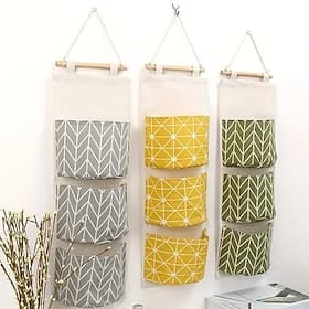 3-Tier Hanging Storage Organizer Bag With Multi-Pockets, Wall And Door Mounted Fabric Storage Holder For Kitchen, Bathroom, Bedroom And Dormitory, Space-Saving
