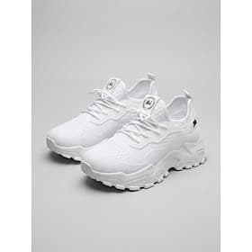 Women's White Slip On Chunky Sneakers - Breathable Knit Platform Walking Shoes Lace-up Design with for Everyday Wear, Walking Travel