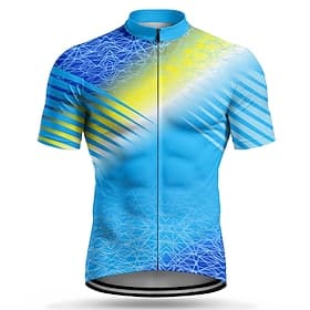 Hommes Maillot de cyclisme Géométrique Abstrait Manche Courte Cyclisme Maillot Top avec 3 poches arrière Résistant aux UV Séchage Rapide Avec Poches Fermeture