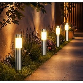 2pcs Pathway Lights Solar Outdoor Garden Lights Stainless Steel Waterproof LED Patio Light Villa Backyard Street Lighting Courtyard Landscape Decoration Lamp