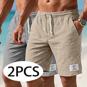 Hombre Pantalón corto Pantalones cortos de verano Pantalones cortos de playa Pantalones cortos casuales Correa Cintura elástica Plano Comodidad Transpirable Lo