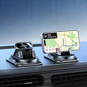 2Pcs Car Dashboard Phone Holder, 360° Rotating And Adjustable Car Navigation Holder with Auto-Adjusting Spring Clip for Easy One-Handed Use, Ideal for Use in C