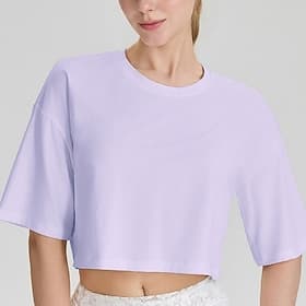 Women's pilates top Yoga Shirts Yoga Tops Crew Neck Skin Friendly Lightweight Comfortable Basic Short Sleeve Sports Solid Color Top For Gym Workout Running Fit