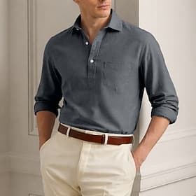 Men's Shirt Dress Shirt Oxford Shirt Button Up Shirt Pullover Color Block Casual Daily Light Blue Light Green Pink khaki Long Sleeve Turndown All Seasons Cloth