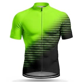 Herren Radtrikot Farbverlauf Kurzarm Fahhrad Trikot Oberteil mit 3 Gesäßtaschen UV-beständig Mit Taschen Frontreißverschluss Reflektierende Streifen Sport Grün