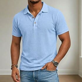 Hombre Camisa de lino Camisetas polo Camiseta de golf Manga Corta Cuello de polo Cuello Inglés Verano Primavera Plano Con Texturas Vacaciones Moda Fresco Boton
