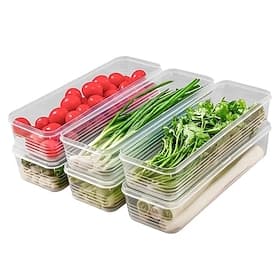 1/2/4 Pcs Durable Plastic Food Storage Box, Long Shaped Airtight Refrigerator Organizer, Sealed Fresh-Keeping Container, Practical Kitchen Supplies For Coriand