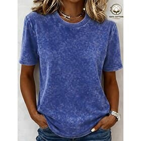 Women's 100% Cotton T-Shirts - Quality Vintage Short Sleeve Crew Neck Tee