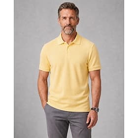 Men's Waffle Polo Shirts - Casual Ribbed Polo Collar Short Sleeve - Yellow