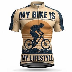 Men's Rash Guard Cycling Jersey Graphic Short Sleeve Bike Jersey Activewear Top with 3 Rear Pockets UV Resistant Quick Dry With Pockets Front Zipper Sports Bro