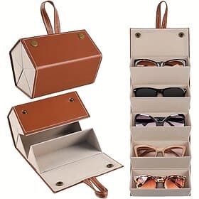 1 Piece Sunglasses Storage Box, Multi-Functional 5-Compartment Glasses Case, Premium PU Leather Eyeglass Holder Organizer, Stylish High-End Eyewear Display Box