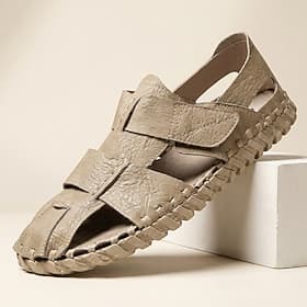 Sandalias de pescador beige para hombre: calzado ligero, ajustable y cómodo para el verano. Calzado informal para exteriores, ideal para viajes, vacaciones en