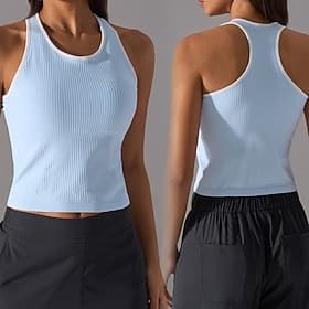 Women's pilates top Yoga Shirts Yoga Tank Tops Stand Collar Sun Protection Stretchy Breathable Racerback Sleeveless Sports Solid Color Top For Gym Workout Runn