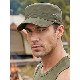 Casquette plate pour homme en polyester à séchage rapide, ajustable et respirante, idéale pour la plage et le quotidien. Couleurs variées. Parfaite pour les va