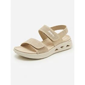 Women's Almond Arch Support Comfort Sandals – Adjustable Wide Fit Walking Sandals with Arch Support, Cushioned Sole Breathable Knit Straps for Swollen Feet Tr