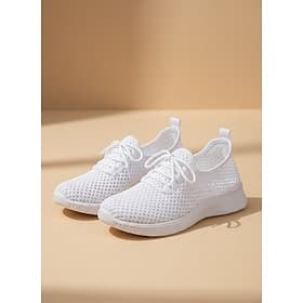 Leichte Damen-Walkingschuhe aus Mesh – atmungsaktive, bequeme Schnürschuhe für Reisen, Spaziergänge und Freizeit.