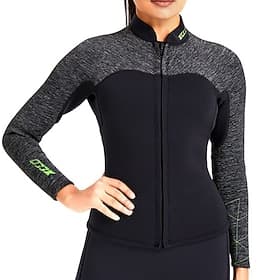 Women's Diving Suit 3mm Neoprene Wetsuit Top Thermal Dive Jacket Patchwork Front Zip Thermal Thickened UV-Protective Long Sleeve Top Surfing Diving Snorkeling