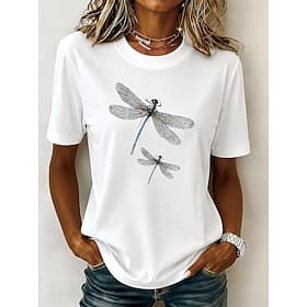 Women's T Shirt Print Graphic Fashion Stylish Classic Short Sleeve Crew Neck Round Neck Regular Tops Casual Daily Sports Blue White Purple Green Summer Spring