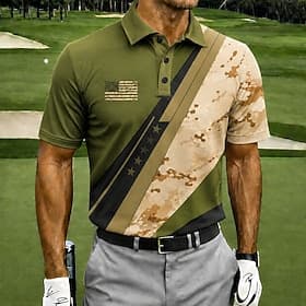 4. Juli 2026 250. Herren Amerikanische US-Flagge Golf Sport-Poloshirts Kurzarm Polo-Shirts Hemden mit Kragen Lässig Athleisure Festivalkleidung 3D-Druck Knöpfe