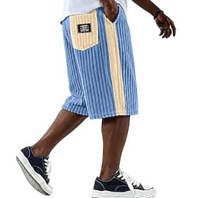 Homme Shorts Short décontracté Short en velours côtelé Avec Poches Taille Élastique Uni Rayé Confort Respirant Longueur Genou Occasionnel Extérieur Plage Vacan