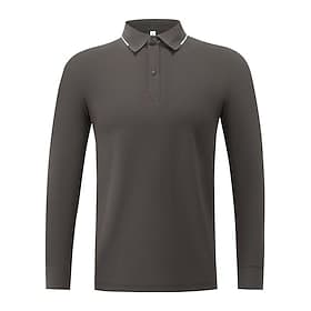 Men's Golf Polo Shirt Brown and Gray Long Sleeve Top Golf Attire Clothes Outfits Wear Apparel