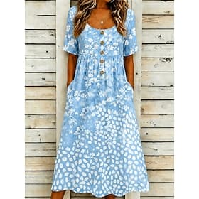 Mujer Vestido Midi Vestido de verano Vestido informal Vestido de una línea Vacaciones Casual Estilo playero Playa Festivos Ajuste regular Floral Graphic Geomét