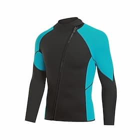 Men's Diving Suit 3mm Neoprene Wetsuit Top Thermal Dive Jacket Patchwork Front Zip Thermal Thickened UV-Protective Long Sleeve Top Surfing Diving Snorkeling Su