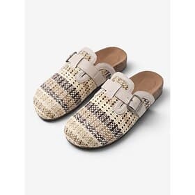 Mules tissées à enfiler pour femmes – boucle réglable, ballerines d'été décontractées et respirantes pour femmes