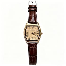 Women's Vintage Watch Retro Elegant Gold Tonneau Case Quartz Wristwatch with Brown Leather Strap Roman Numeral Small Face Dress Watch for Ladies Girls Gift