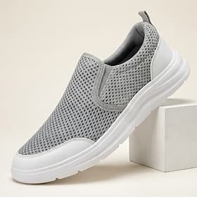 Men's Breathable Mesh Slip-On Sneakers, Lightweight Casual Walking Shoes, Comfortable Summer Shoes for Travel, Outdoor, Daily Wear