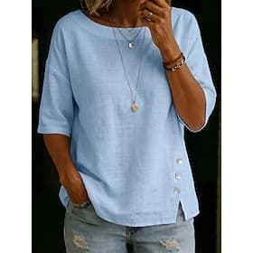 Damen Bluse Grafik Gestreift Vintage Stilvoll Basic Halbarm U-Boot-Ausschnitt Normale Oberteile Lässig Täglich Blau Schwarz Weiß Gelb Rosa Sommer Frühling