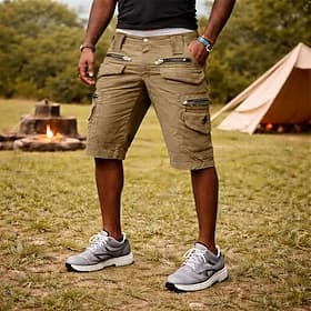 Herren Cargohose Cargohosen Cargo-Shorts Shorts Freizeitshorts Tasche Elastischer Bund Einfach Einheitliche Farbe Knielang Lässig Outdoor Streetwear Mode Stree
