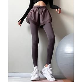 Women's Gym Leggings Workout Pants Yoga Pants 2 in 1 Elastic Waistband Seamless Gym Workout Running Fitness Pants Solid Color Black Purple Green Sports Activew