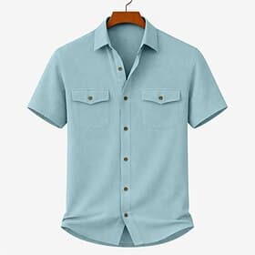 Homme Chemise Chemise Décontractée Chemise en velours côtelé Chemise Boutonnée Noir Blanche Jaune bleu marine Marron Manche Courte Uni Col de chemise Occasionn
