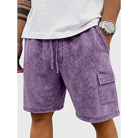 SoftFade™ Men's Shorts Casual Shorts Acid Wash Shorts Drawstring Elastic Waist Washed Plain Comfort Breathable Knee Length Daily Outdoor Holiday Fashion Retro
