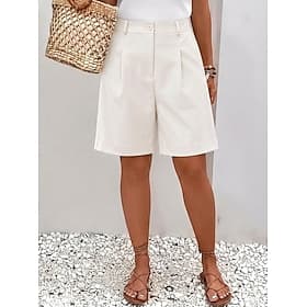 Per donna Raffreddamento Shorts Elegante Lavoro Lunghezza al ginocchio Vita Alta Comodità Casuale Quotidiano Lavoro blu navy Nero Bianco Blu Estate Primavera V