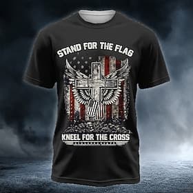 4 de julio de 2026, 250 aniversario Hombre Bandera de EE. UU. Camiseta Manga Corta Camiseta Impresión 3D Cuello Barco Camisa Patriótico Diario Festival Azul Pi