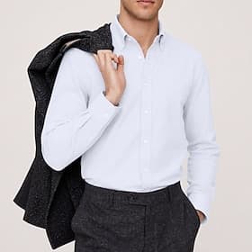 Men's Shirt Dress Shirt Button Down Shirt Daily Business Blue White Dark Blue Long Sleeve Turndown Spring Fall Clothing Apparel Classic