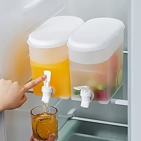 Large-Capacity Refrigerator Beverage Dispenser with Faucet, Non-Rechargeable PP Drink Jug for Lemonade, Juice Tea, Ideal for Household Refrigerators, Modern W