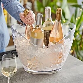 Plastic Ice Bucket With Handle for Champagne, Wine, Beer and Cocktails, Large Beverage Chiller Bucket for Parties, Bars, Restaurants and Home Use, Lightweight
