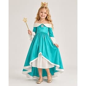 Jeu vidéo de plombier Princesse Princesse Galaxie Princesse Étoile Princesse des Étoiles Robe Costume élégant Fille Enfant Halloween Carnaval Soirée Comic-Con