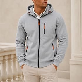 Herren-Hoodie aus gebürstetem Fleece, taktischer Hoodie, hellgrau